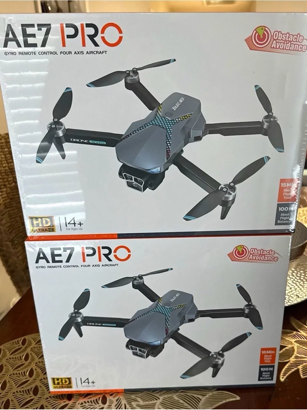 AE7 Pro Foldable Drone HD Dual Camera Obstacle Avoidance RC Quadcopter - New